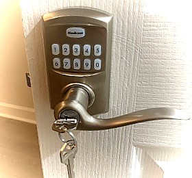 Kwikset electronic lighted keypad handle installed in Charlotte
